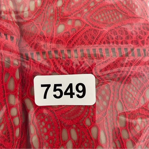 Bardot Red Sasha Long Sleeve Lace Overlay Mini Cocktail Dress 37549 - Picture 9 of 9